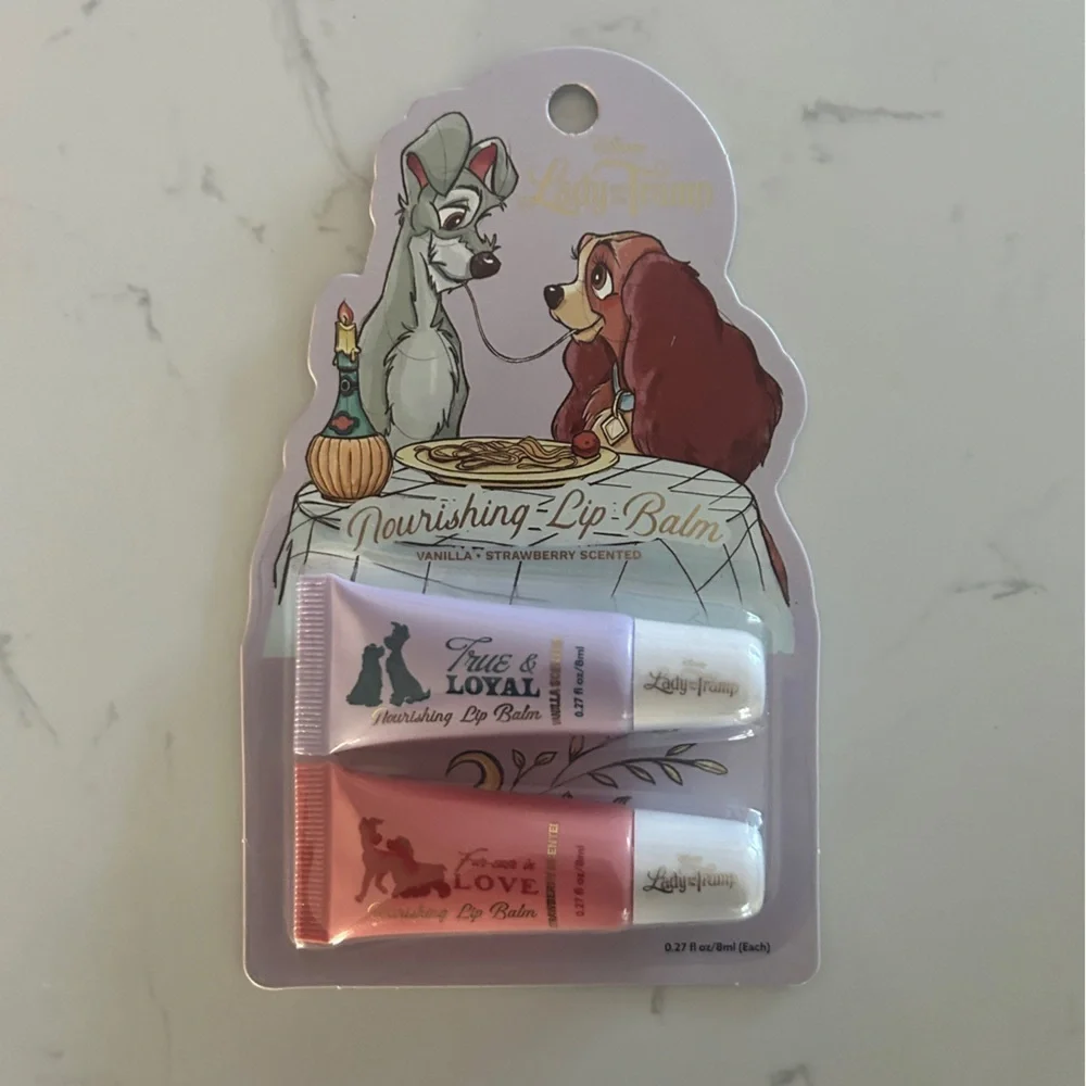 Disney Lady and the Tramp Lip Balm Set – Vanilla & Strawberry | NWT